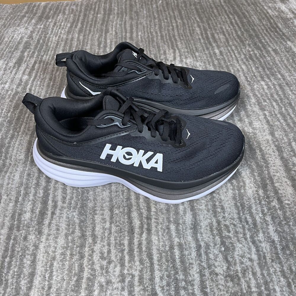 Hoka One One Bondi 8 Shoes Womens Size 8 Wide Black Running Sneakers 1127954